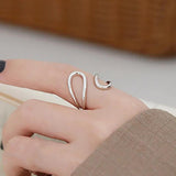 Foxanry Silver Finger Rings Hollow Geometry Jewelry for Women