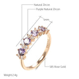 Kinel Hot Sparkling Zircon Ring 585 Rose Round Wedding Band Fine Jewelry