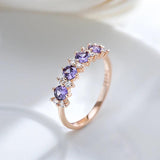 Kinel Hot Sparkling Zircon Ring 585 Rose Round Wedding Band Fine Jewelry