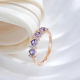Kinel Hot Sparkling Zircon Ring 585 Rose Round Wedding Band Fine Jewelry