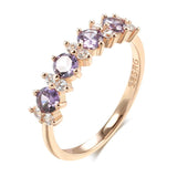 Kinel Hot Sparkling Zircon Ring 585 Rose Round Wedding Band Fine Jewelry