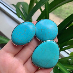 Turquoise Stone Geometric Adjustable Ring for Women