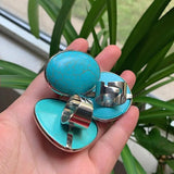Turquoise Stone Geometric Adjustable Ring for Women