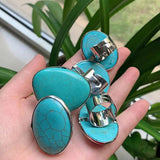 Turquoise Stone Geometric Adjustable Ring for Women