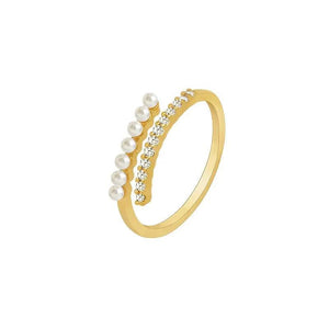 Micro Rhinestone Pearl Open Ring Stackable Jewelry