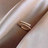 Micro Rhinestone Pearl Open Ring Stackable Jewelry