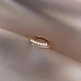 Micro Rhinestone Pearl Open Ring Stackable Jewelry