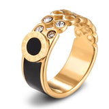 Roman Numerals Stainless Steel Ring CZ Charm Punk Jewelry for Women