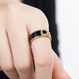 Roman Numerals Stainless Steel Ring CZ Charm Punk Jewelry for Women