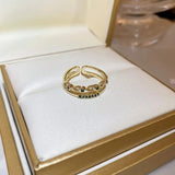 Opal Pearl Love Flower Open Ring Female Jewelry