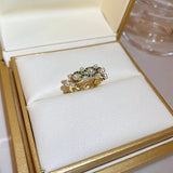 Opal Pearl Love Flower Open Ring Female Jewelry