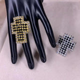 Chunky Crystal Cross Charm Finger Ring Rhinestone Adjustable Jewelry