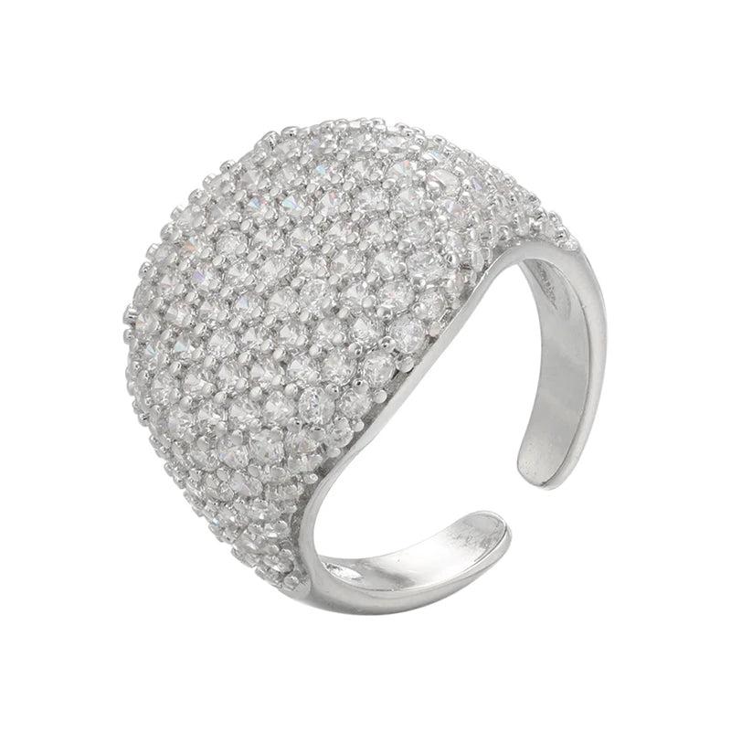Silver Crystal Ring for Women CZ Zircon Jewelry