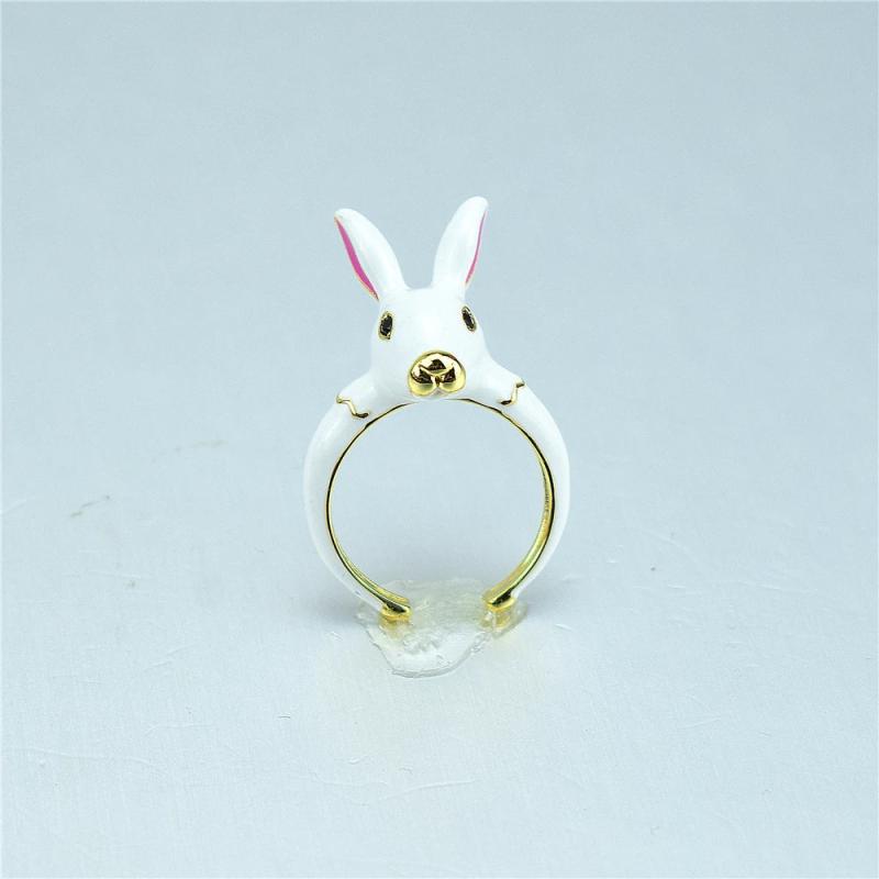 Japan & Korea Rabbit Ring Enamel Drip Opening Adjustable