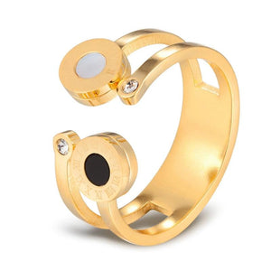 Roman Numeral Stainless Steel Rings CZ Engagement Jewelry