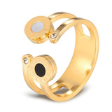 Roman Numeral Stainless Steel Rings CZ Engagement Jewelry
