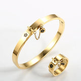 Flower Charm Chain Ring Stainless Steel Love Promise Finger Rings