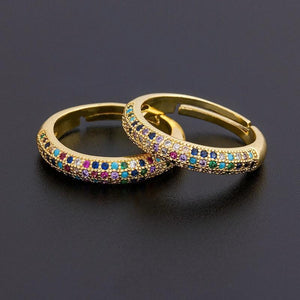 Adjustable Zircon Rainbow Ring Copper Fine Jewelry