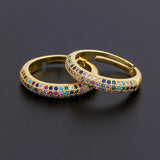 Adjustable Zircon Rainbow Ring Copper Fine Jewelry