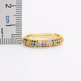 Adjustable Zircon Rainbow Ring Copper Fine Jewelry