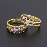 Adjustable Zircon Rainbow Ring Copper Fine Jewelry