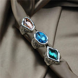 Anslow Jewelry Charms Crystal Glass Ring Retro Vintage Present