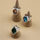Anslow Jewelry Charms Crystal Glass Ring Retro Vintage Present