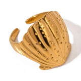 Uworld Waterproof Golden Stainless Steel Hammered Ring for Women