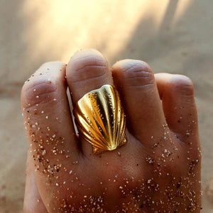 Uworld Waterproof Golden Stainless Steel Hammered Ring for Women
