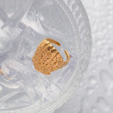 Uworld Waterproof Golden Stainless Steel Hammered Ring for Women