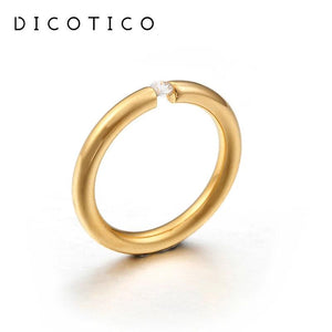 Stainless Steel Cubic Zircon Finger Rings Wedding Bands Women Jewelry