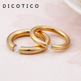 Stainless Steel Cubic Zircon Finger Rings Wedding Bands Women Jewelry