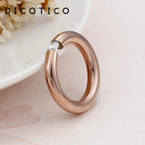 Stainless Steel Cubic Zircon Finger Rings Wedding Bands Women Jewelry