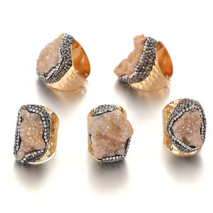 Irregular Natural Stone Adjustable Ring for Women Boho Finger Jewelry