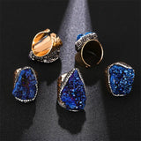 Irregular Natural Stone Adjustable Ring for Women Boho Finger Jewelry