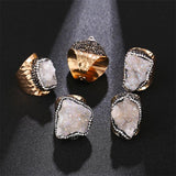 Irregular Natural Stone Adjustable Ring for Women Boho Finger Jewelry