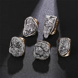 Irregular Natural Stone Adjustable Ring for Women Boho Finger Jewelry