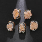 Irregular Natural Stone Adjustable Ring for Women Boho Finger Jewelry
