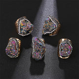 Irregular Natural Stone Adjustable Ring for Women Boho Finger Jewelry
