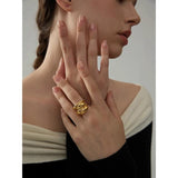 Stainless Steel Water Drop Wide Ring for Women