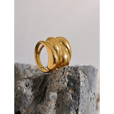 Stainless Steel Water Drop Wide Ring for Women