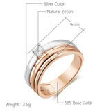 Kinel Natural Zircon Wide Ring 585 Rose Silver Mix High Daily Fine Jewelry