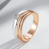 Kinel Natural Zircon Wide Ring 585 Rose Silver Mix High Daily Fine Jewelry