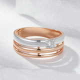 Kinel Natural Zircon Wide Ring 585 Rose Silver Mix High Daily Fine Jewelry