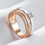 Kinel Natural Zircon Wide Ring 585 Rose Silver Mix High Daily Fine Jewelry