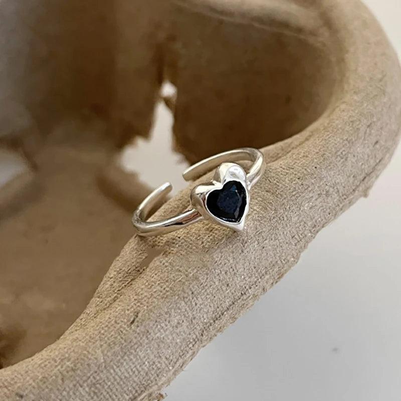Foxanry Sparkling Zircon Heart Rings for Couples
