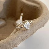 Foxanry Sparkling Zircon Heart Rings for Couples