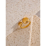 Stainless Steel Minimalism Ring Women Pvd Plated Waterproof Metal