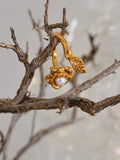 Stainless Steel Rose Flower Pearl Ring Women 18K Gold Plated Jewelry
