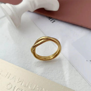 Stainless Steel Twisted Ring Two Line Female Male Party Finger Jewelry